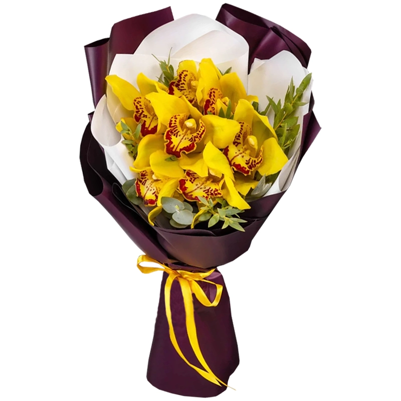 Букет из 7 желтых орхидей